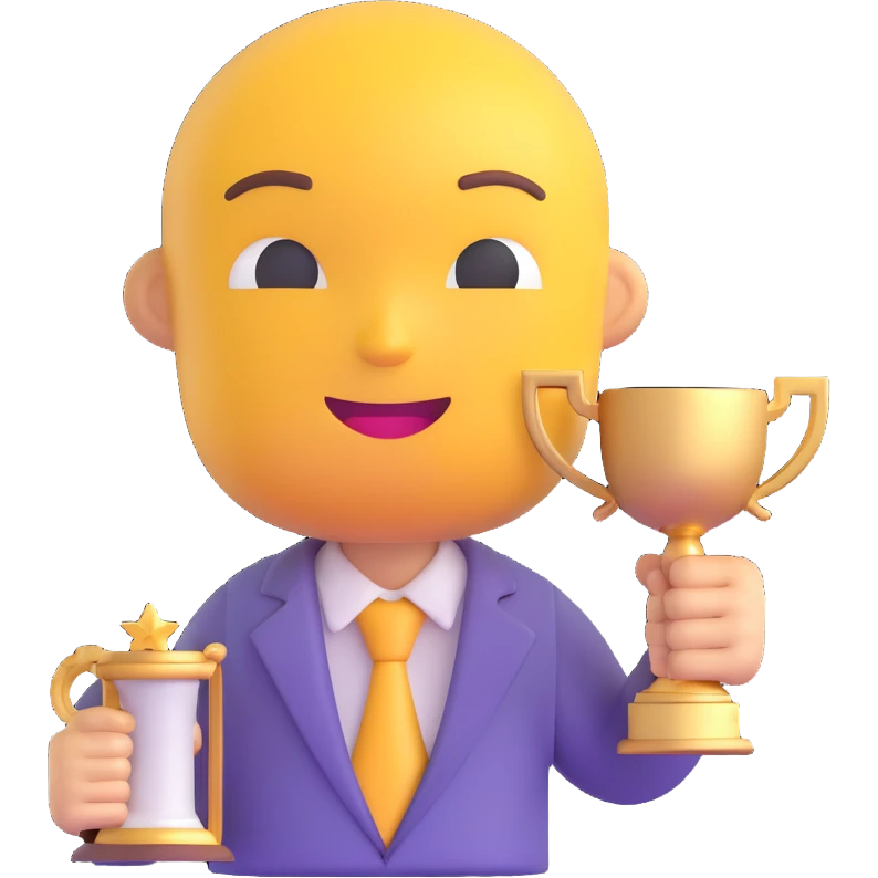 and emoji of emoji holding a trophy emoji