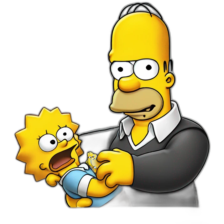 Homer Simpson holding a 11 Bart Simpson ragdoll by it's neck emoji