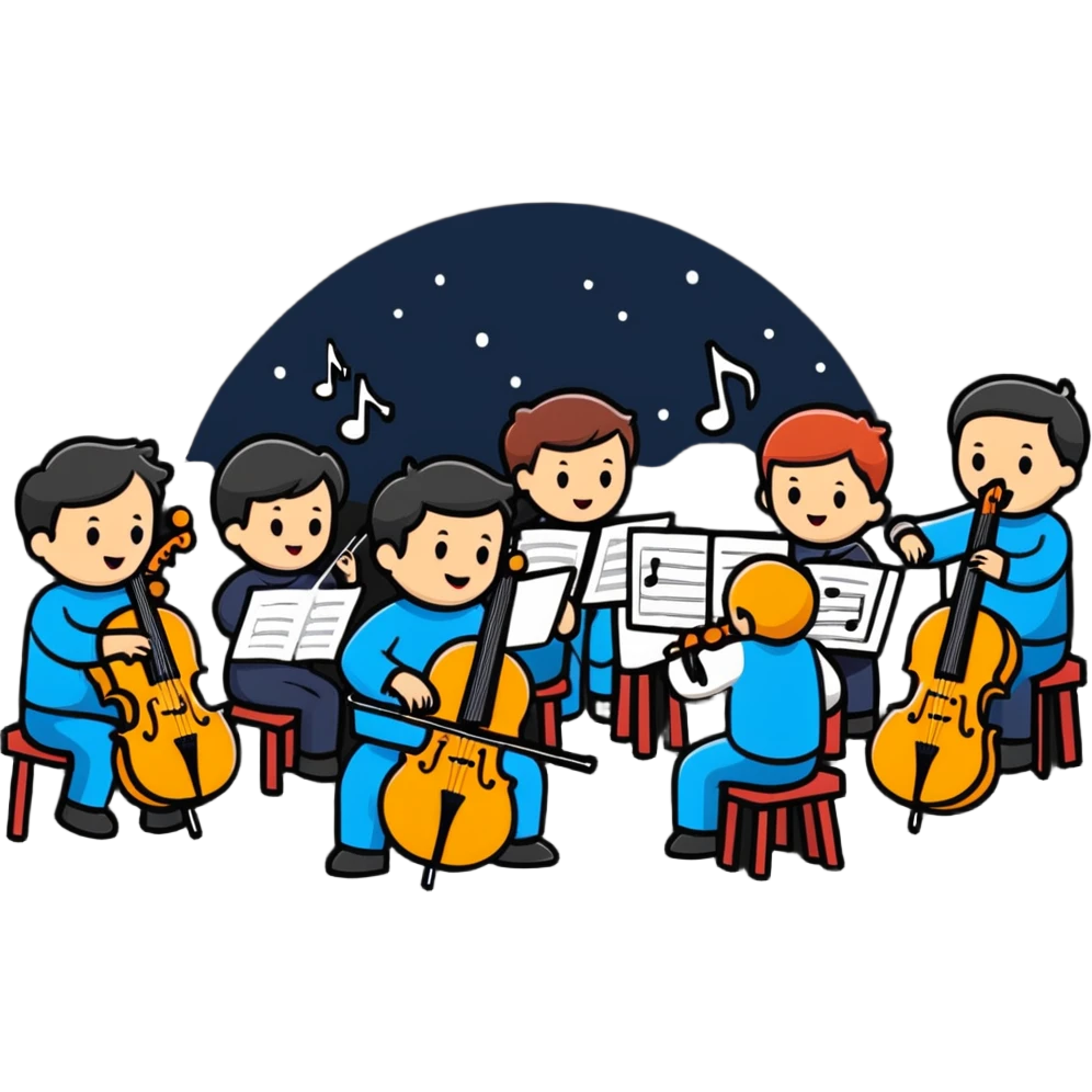 orchestra playing 12 Days of Christmas, festive emoji