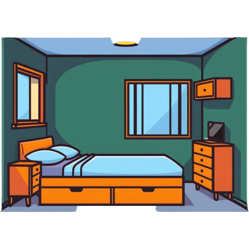 small bedroom with cute decor, cozy space aesthetic, pastel colors, plush toys, charming details emoji