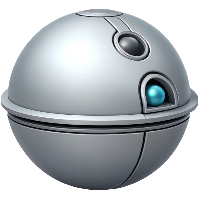 a simple, spherical spaceship shaped like a ball, with a smooth surface and minimalistic details. Use a plain background. emoji