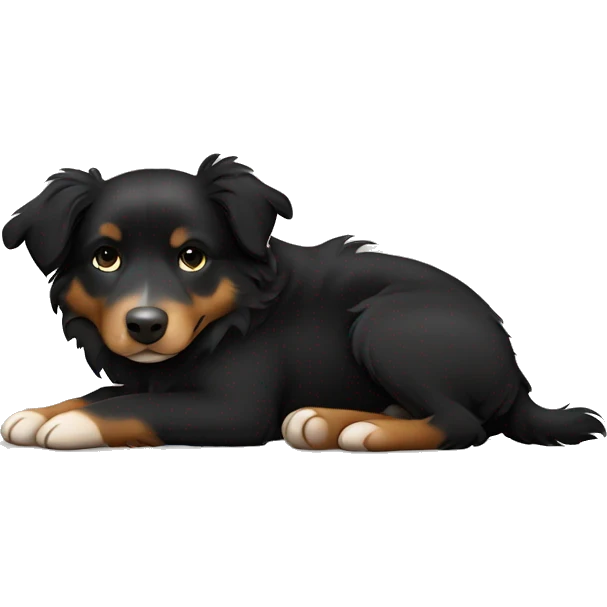 Small black australian shepherd dog sleeping  emoji