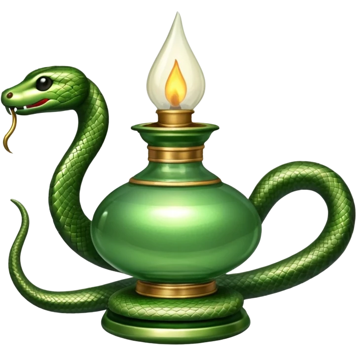 uma lamparina tradicional  com uma cobra em volta  emoji
