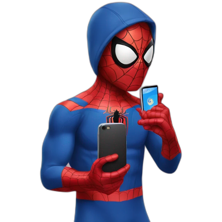 spiderman holding a phone emoji