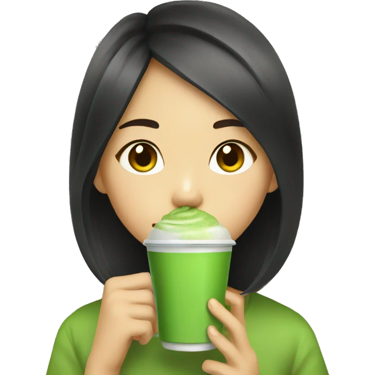 asian girl drinking matcha emoji