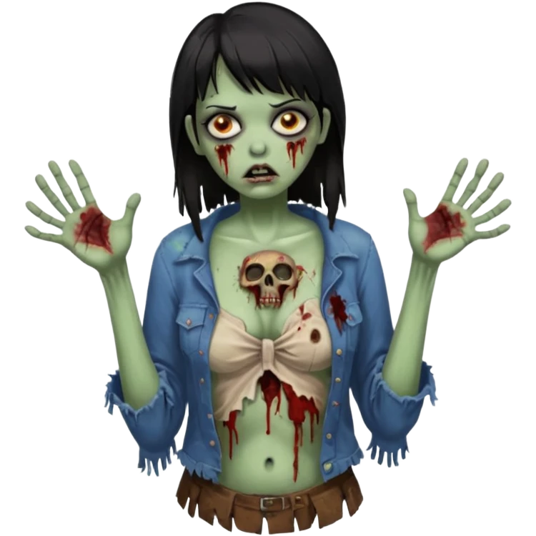 menina zumbi de franja e morena cabelos pretos e seios avantajados emoji