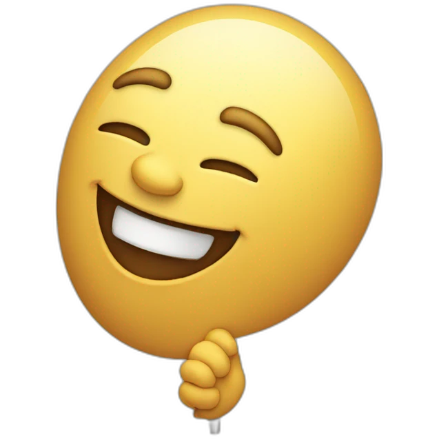 Laughing behind a fan emoji