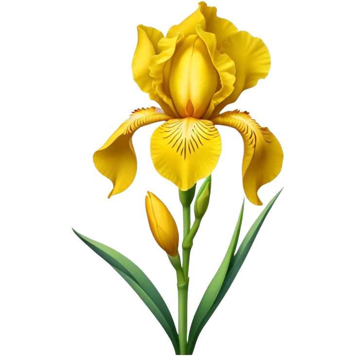 single Bright Yellow Iris, straight stem emoji