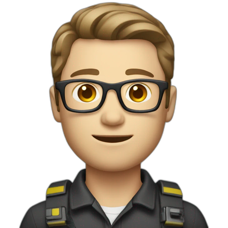 Male Photographer shaved Caucasian wavy hair brunette holding camera emoji