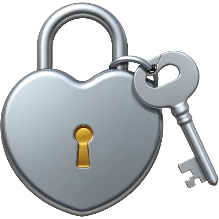 A chrome silver lock and key emoji, smooth metallic surfaces, glossy reflections, luxury swag vibe, minimal iOS emoji style, centered on clean white background emoji