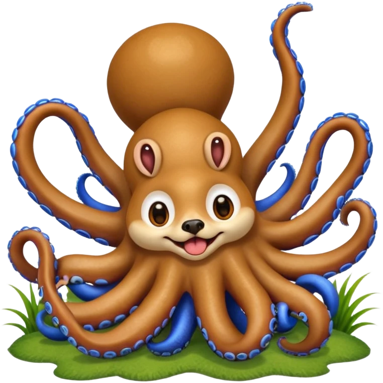 Dog with an octopus on his back with monkeys all of their tongues out with big eyes emoji