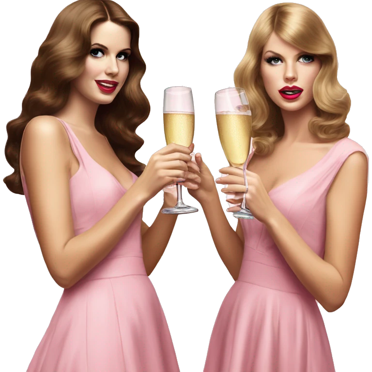 Lana del Rey & Taylor Swift drinking champagne pink dress emoji