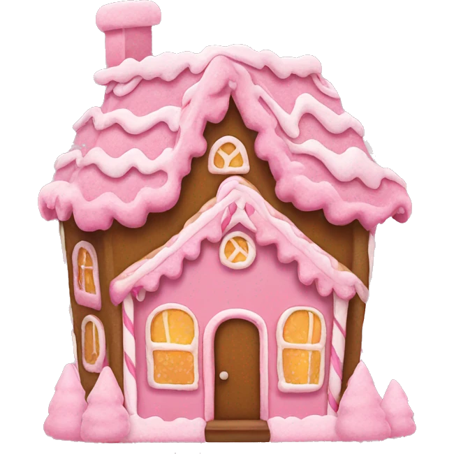 A pink gingerbread house emoji