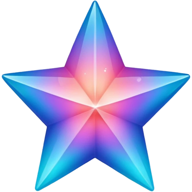 
Star color in in gradient of turquoise, blue, pink, purple, and coral crystal texture emoji