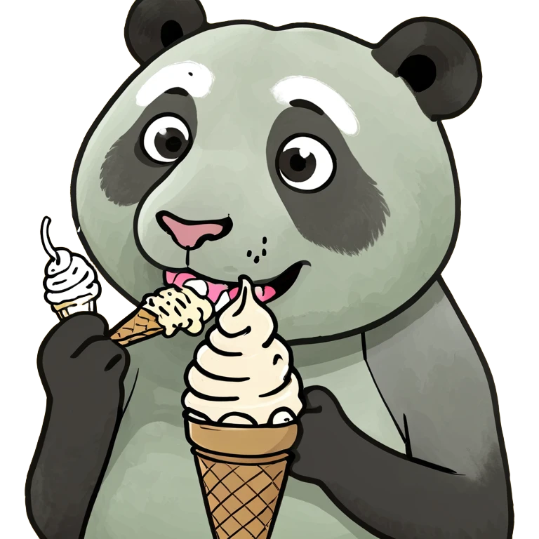 Panda eating ice cream emoji