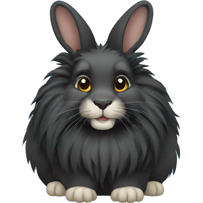 Black lionhead rabbit emoji