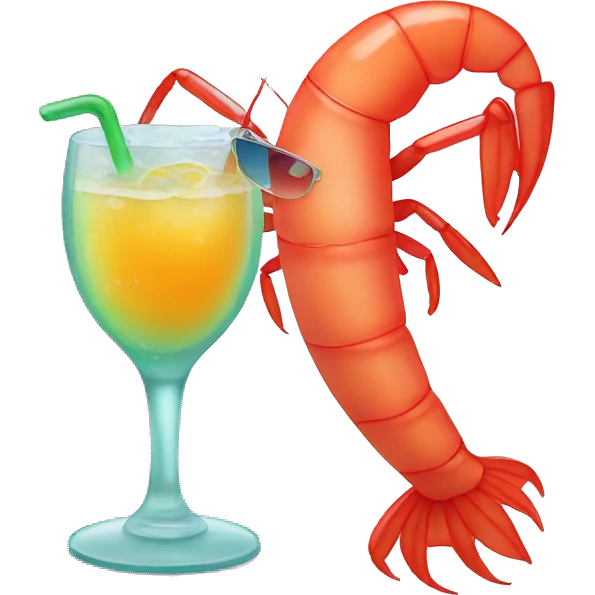 Shrimp with sunglasses and drinks emoji