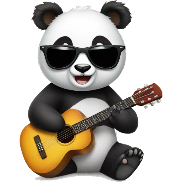 Panda wearing sunglasses and playing guitar emoji