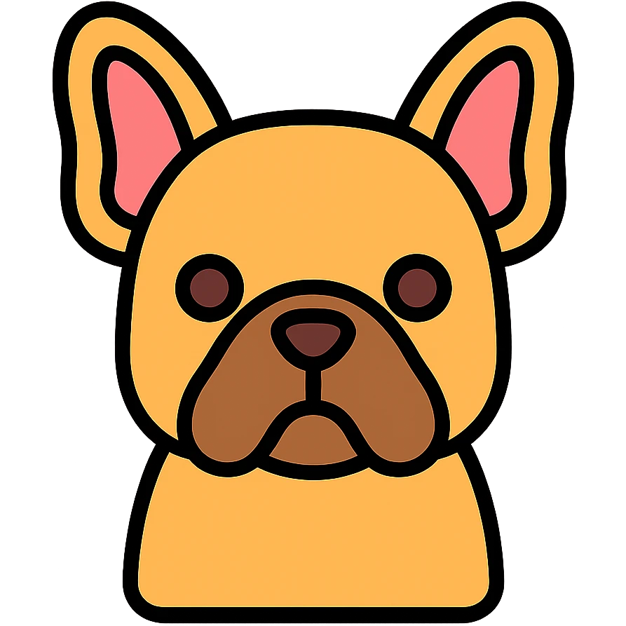 French bulldog icon with color outline emoji
