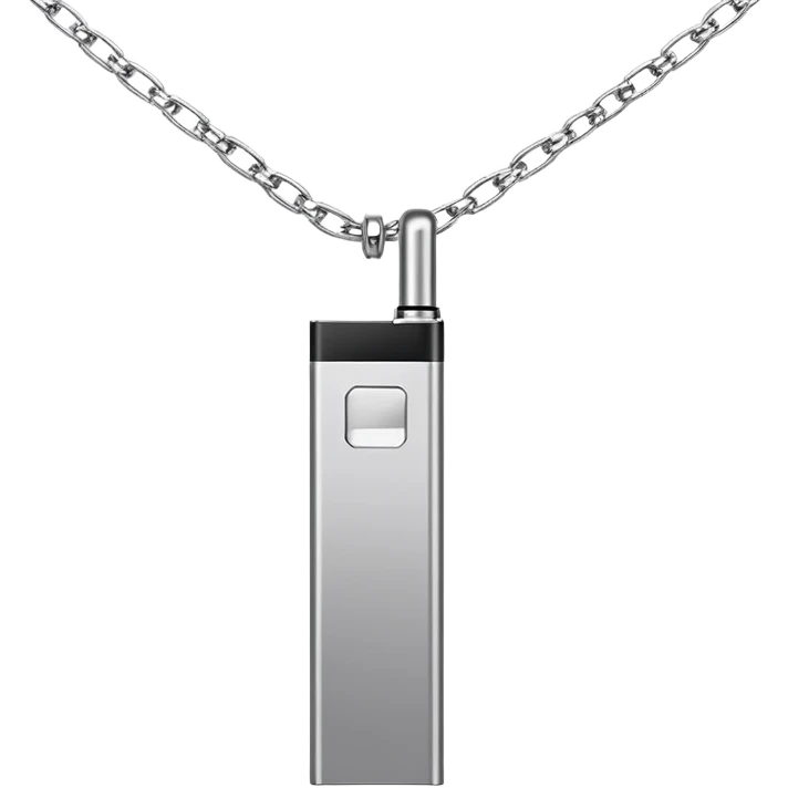 Juul electronic cigarette on a thin silver necklace emoji