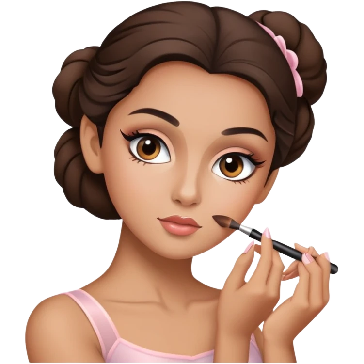 brunette ballerina doing her makeup emoji