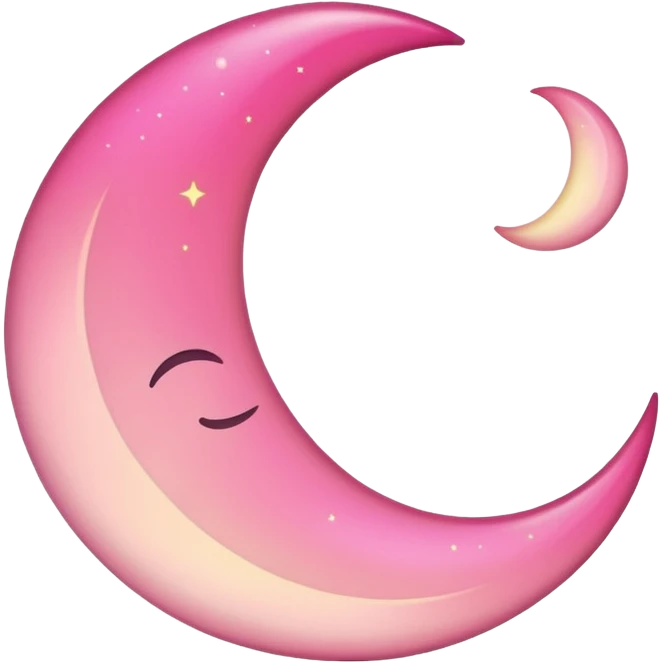 Pink crescent moon no face emoji