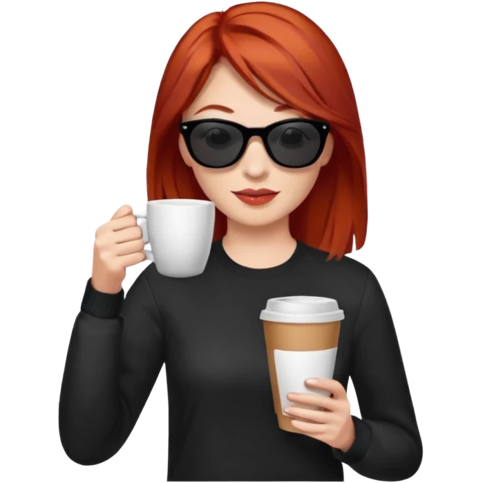 sunglasses red hair woman drink coffee emoji