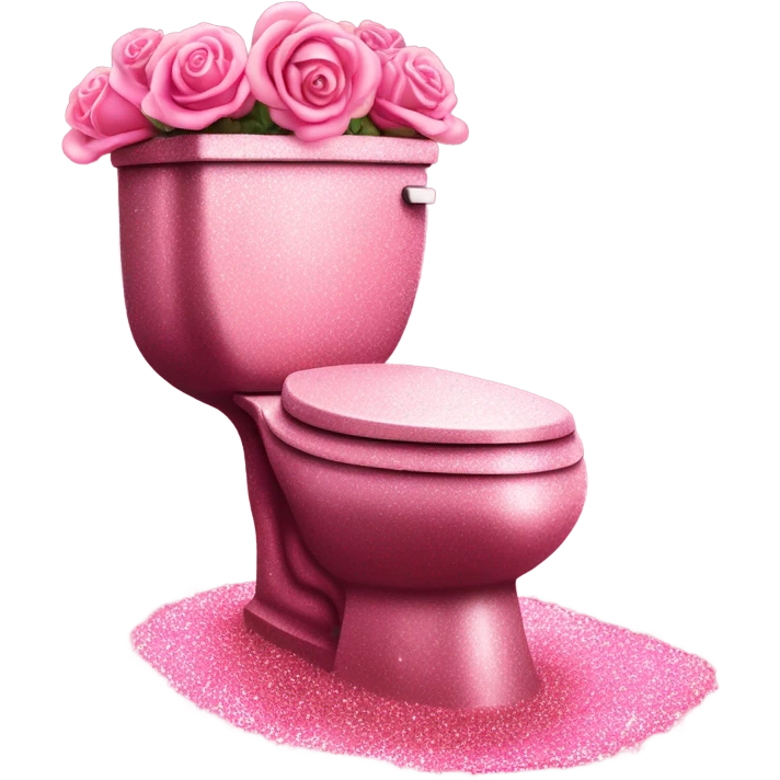 Pink glitter toilet with roses  emoji