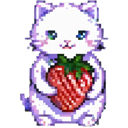cat hugging a strawberry emoji