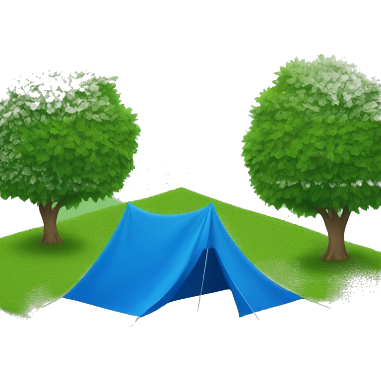 a lawn covered with a blue tent emoji