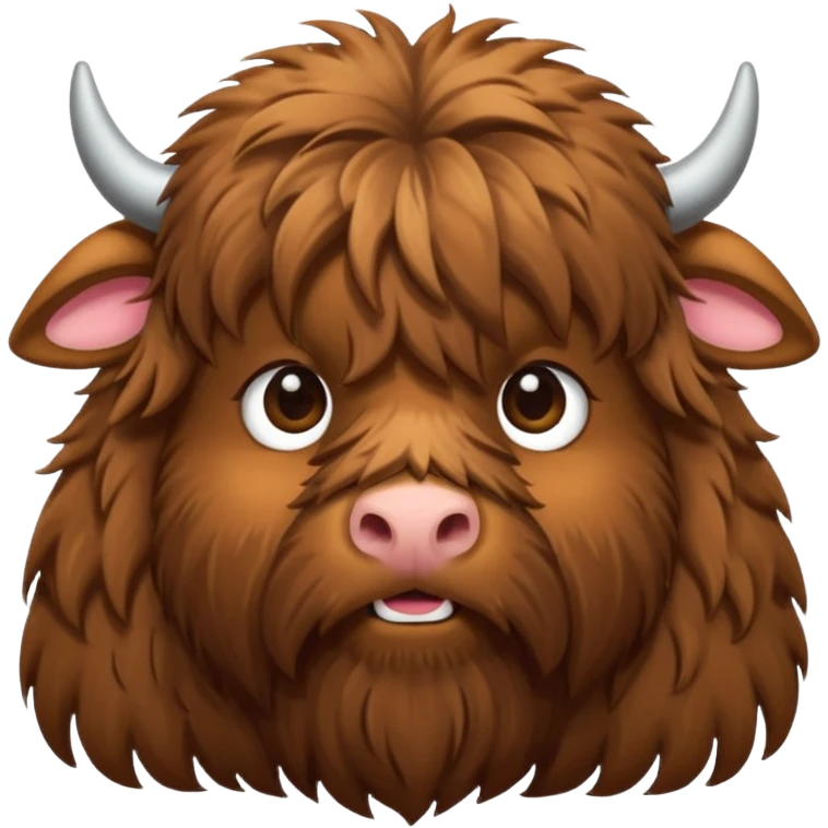 cute highland coo, very shaggy facial har covering the eyes emoji