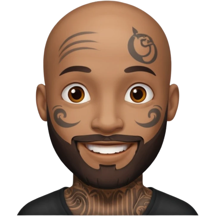bald bearded man with face tattoo emoji