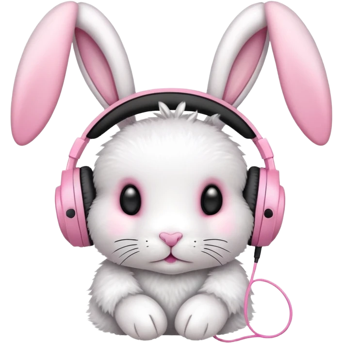 cute rabbit headphones, pink bunny ears on headphones emoji