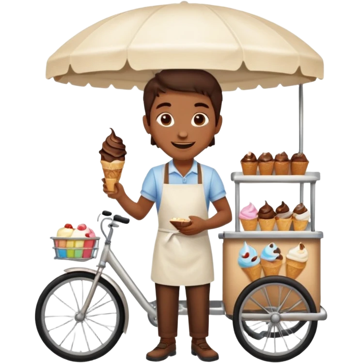 Vendor + choco cart,Ice Cream Vendor. emoji