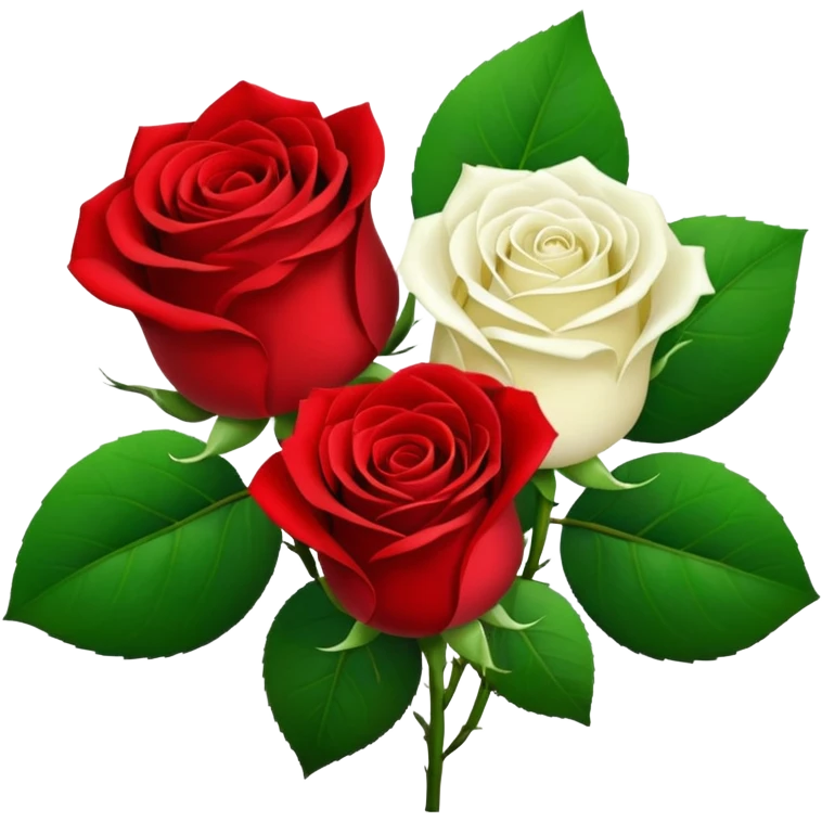 One red flower and one white flower in bouquet emoji