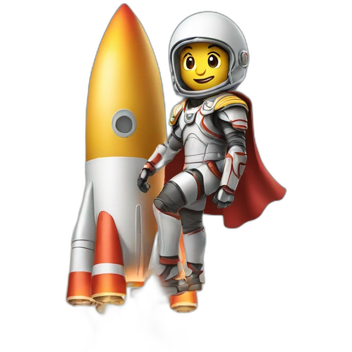 a warrior on the back of a rocket taking off emoji