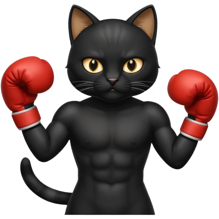 Black Cat with boxing gloves emoji