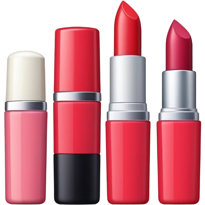 emoji of cards with illustrations of lipstick, serum and hand cream on them
 emoji