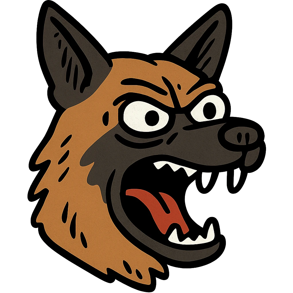 Angry German shepherd head with open mouth emoji