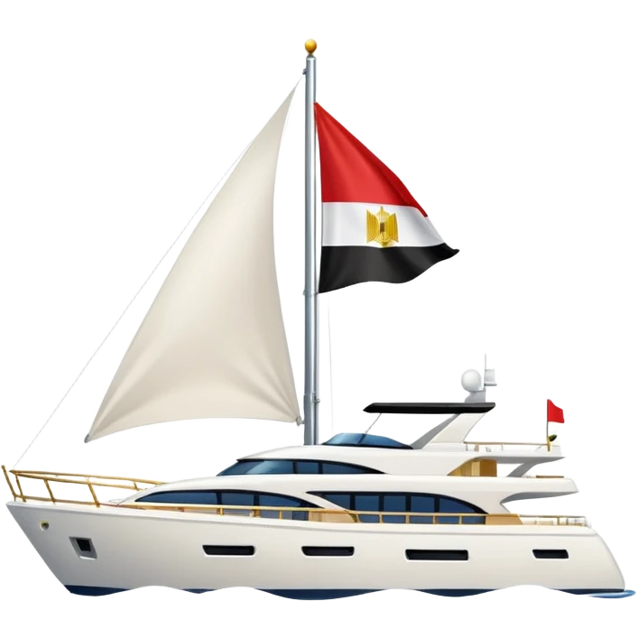yacht with tiny Egyptian flag emoji