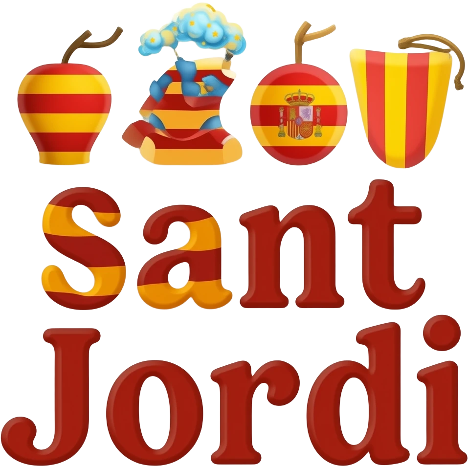 "Discord emoji with the text 'Feliç Sant Jordi' only. Cute, colorful, simple cartoon style, clean outlines, easy to read at small size, warm tones. emoji