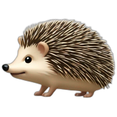 Hedgehog salt and pepper quills one black ear one white ear full body emoji