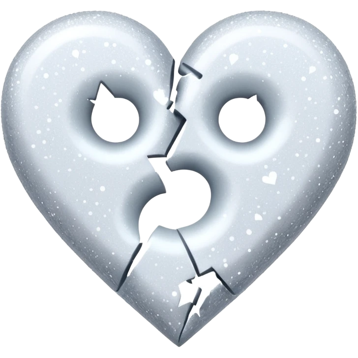 coração partido glitter branco emoji