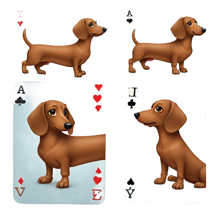 Sausage dog playing cards emoji