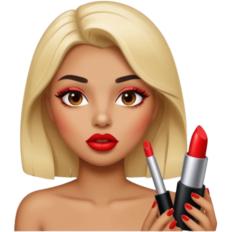 Baddie applying lipstick emoji