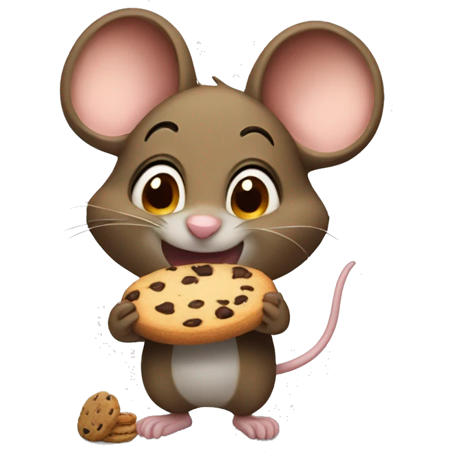 Mouse with big ears eating a chocolate chip cookie  emoji