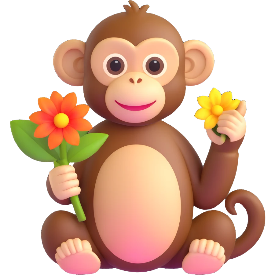 monkey holding a flower emoji