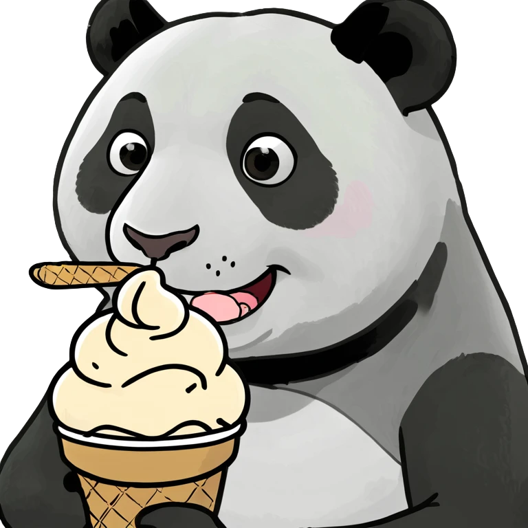 Panda eating ice cream emoji