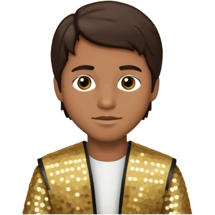Joshua from The Bible with dark brown hair, gold sequin outfit emoji