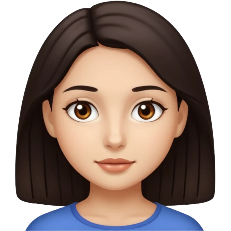 Make an emoji of a girl with smooth, radiant skin, dark hair and brown eyes emoji